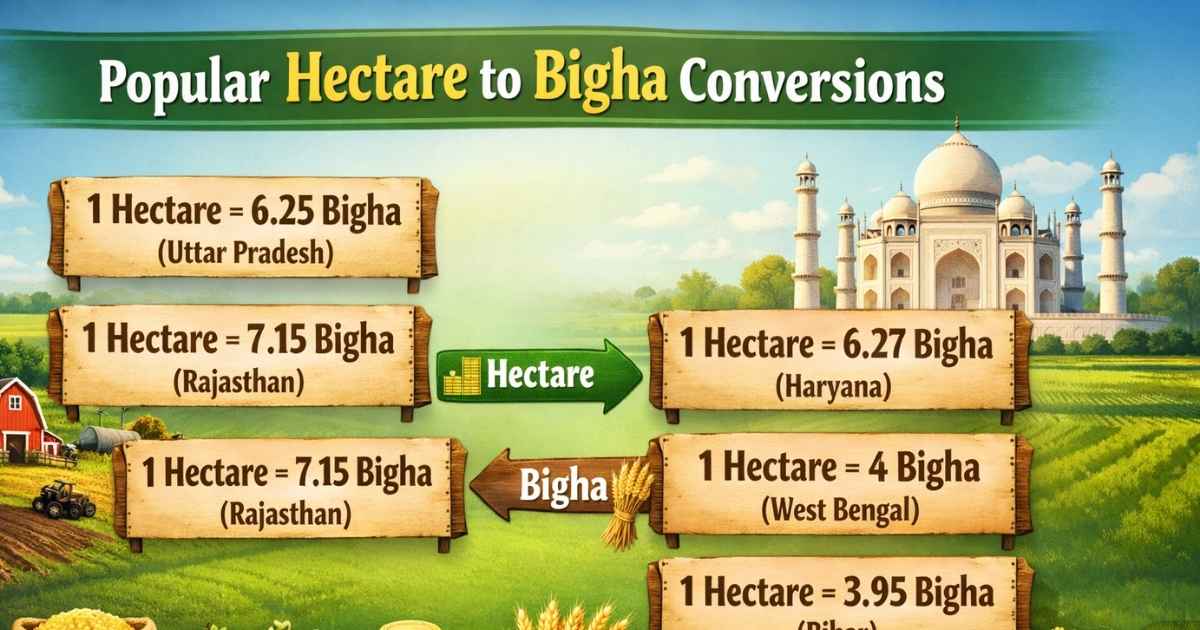 Popular Hectare to Bigha Conversions